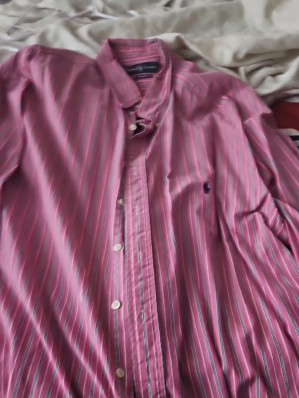 Polo by Ralph Lauren Pink & White Striped Button-Down Shirt